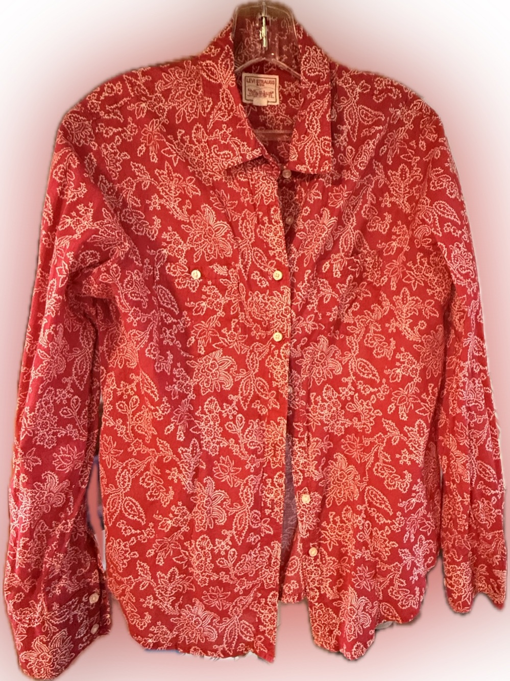 Levi's Vintage Red Floral Button-Down Shirt LARGE